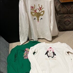 Holiday Time Long Sleeve Tees - Reindeer, Penguin, and Christmas Tree Designs
